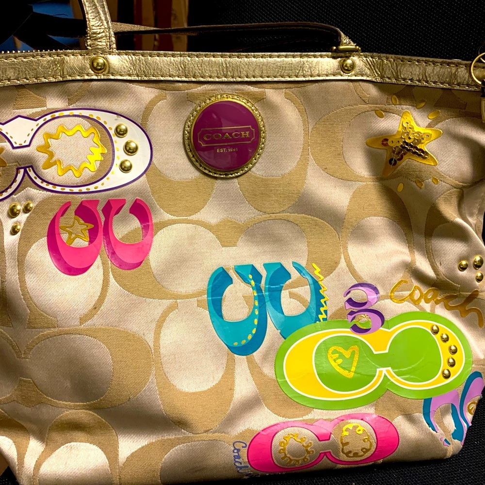 Gold multicolored Coach purse e1169-F17587